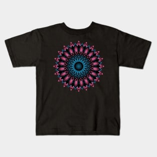 Flashy Fury Pink and Blue Mandala Kids T-Shirt